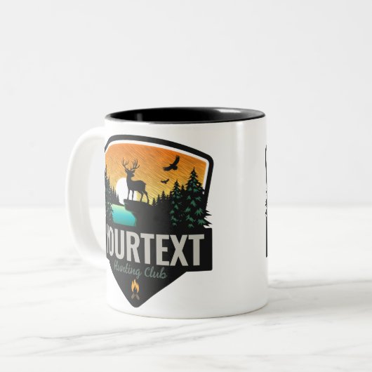 Personalisiert NAME Elk Jagd Wilder Sonnenuntergan Zweifarbige Tasse (Vorderseite Links)