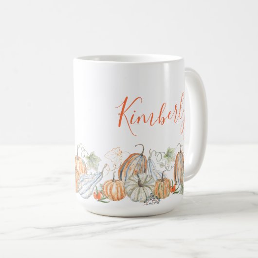 Personalisiert Name Fall Pumpkins Kaffeetasse (VorderseiteRechts)