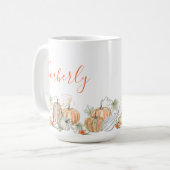 Personalisiert Name Fall Pumpkins Kaffeetasse (Vorderseite Links)