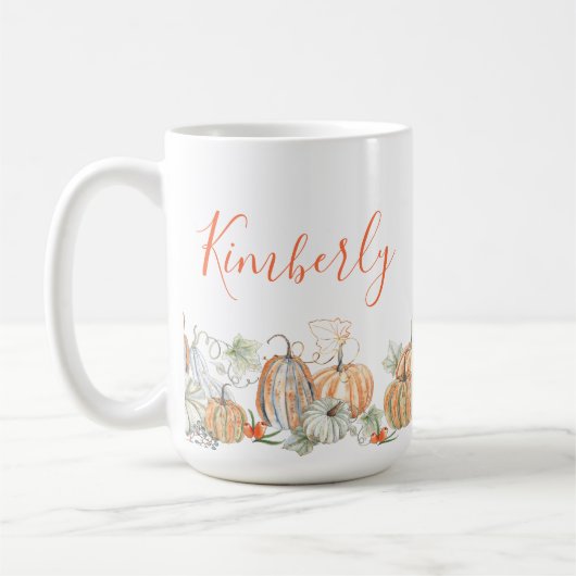 Personalisiert Name Fall Pumpkins Kaffeetasse (Links)