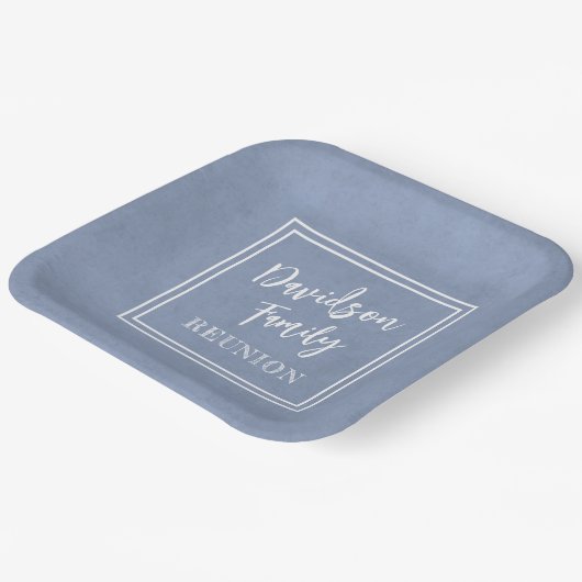Personalisiert Name Familie Event Dusty Blue Paper Pappteller (Gewinkelt)