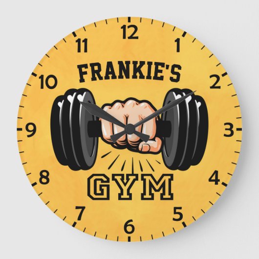 Personalisiert NAME Fitness Trainer GYM Custom Große Wanduhr (Vorderseite)