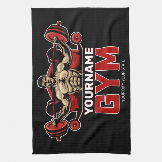 Personalisiert NAME Fitness Zuhause GYM Gewichtsab Geschirrtuch (Vertikal)