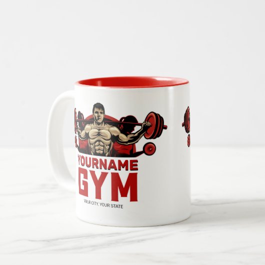 Personalisiert NAME Fitness Zuhause GYM Gewichtsab Zweifarbige Tasse (Vorderseite Links)