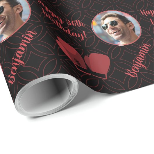 Personalisiert Name Foto Age Sport Boxing Geburtst Geschenkpapier (Rolleneckpunkt)