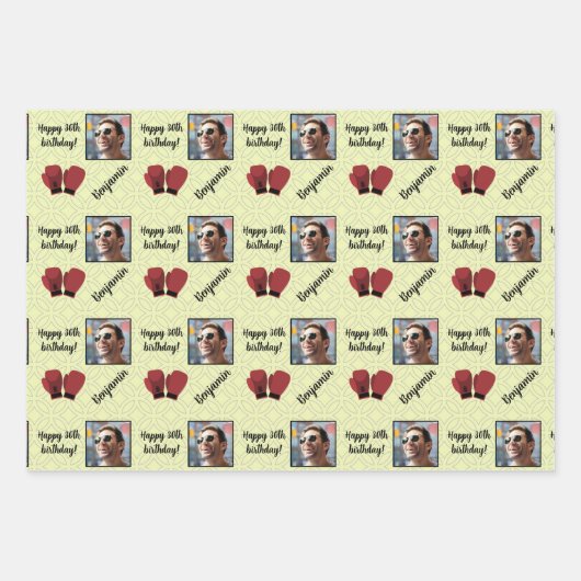 Personalisiert Name Foto Age Sport Boxing Geburtst Geschenkpapier Set (Vorderseite 3)