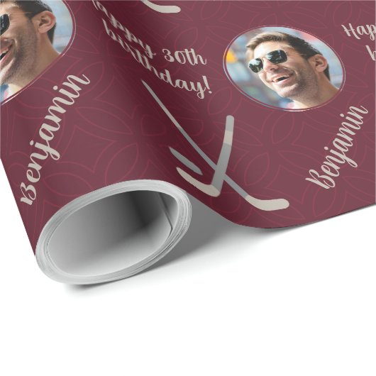 Personalisiert Name Foto Age Sport Hockey Geburtst Geschenkpapier (Rolleneckpunkt)