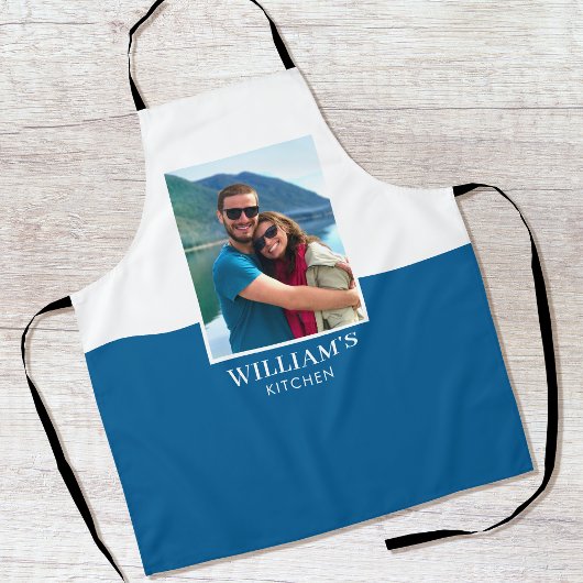 Personalisiert Name Foto Blau Weiß Modernste Schürze