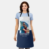 Personalisiert Name Foto Dark Blue Modern Schürze (Getragen)