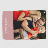 Personalisiert Name Foto Dusty Rose Rosa Golfhandtuch (Horizontal)