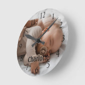 Personalisiert Name Foto Große schwarze Zahlen Runde Wanduhr (Winkel)