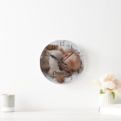 Personalisiert Name Foto Große schwarze Zahlen Runde Wanduhr (Zuhause)