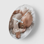 Personalisiert Name Foto Große weiße Zahlen Runde Wanduhr (Winkel)