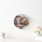 Personalisiert Name Foto Große weiße Zahlen Runde Wanduhr (Zuhause)
