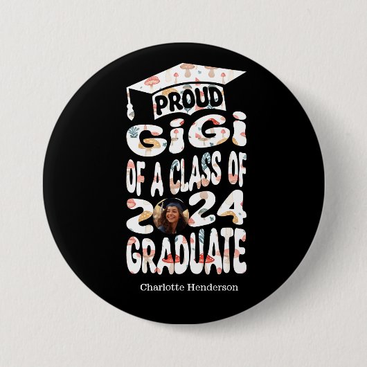 Personalisiert Name Foto Proud Gigi 2024 Graduate Button (Vorderseite)