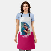 Personalisiert Name Foto Rosa Weiß Schürze (Getragen)
