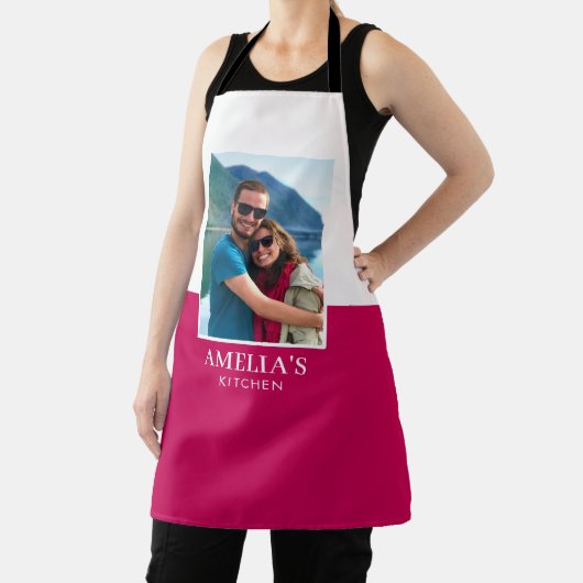 Personalisiert Name Foto Rosa Weiß Schürze (InSitu)