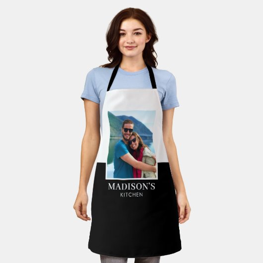 Personalisiert Name Foto Schwarz-weiß Schürze (Getragen)