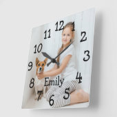 Personalisiert Name Foto Simple Modern  Quadratische Wanduhr (Winkel)