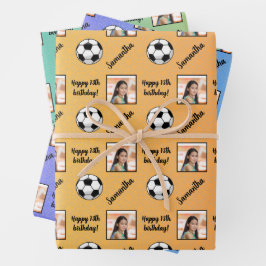 Personalisiert Name Foto Sport Fußball Geburtstag Geschenkpapier Set