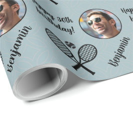Personalisiert Name Foto Sport Tennis Geburtstag Geschenkpapier