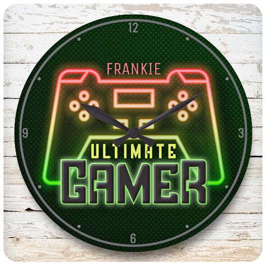 Personalisiert NAME Gamer Imitate Neonerro Videosp Große Wanduhr