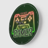 Personalisiert NAME Gamer Imitate Neonerro Videosp Große Wanduhr (Winkel)