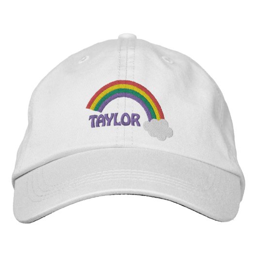 Personalisiert Name Gay Pride Rainbow Bestickte Baseballkappe (Vorderseite)