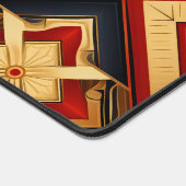 Personalisiert Name Geometric Elegance Red Gold Schreibtischunterlage (Ecke)
