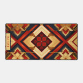 Personalisiert Name Geometric Elegance Red Gold Schreibtischunterlage (Vorderseite)