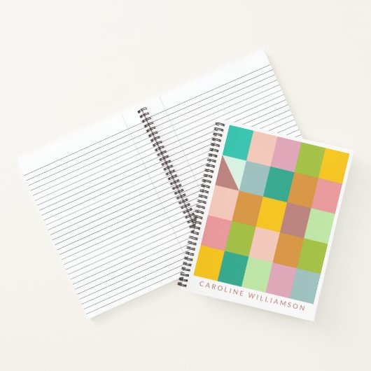 Personalisiert Name Geometric Patchwork Spring Gre Notizblock (Innenseite)