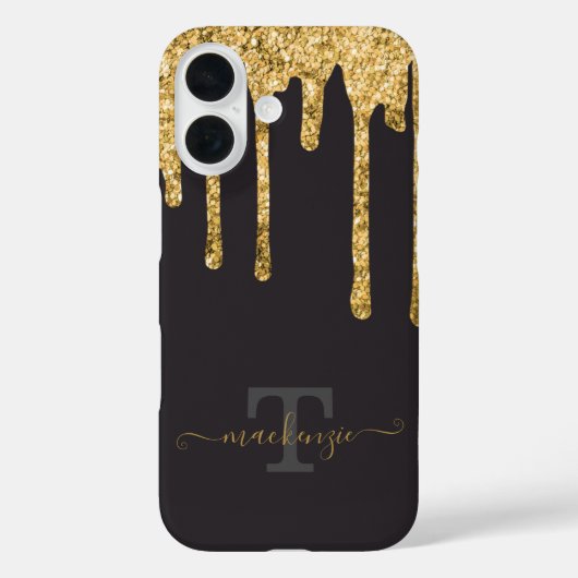Personalisiert Name Gold Fake Glitzer Tropfen Mono Case-Mate iPhone Hülle (Rückseite)