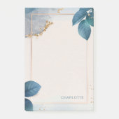 Personalisiert Name Gold Glitzer Blumenfarbe Post-it Klebezettel (Vorderseite)