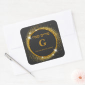 Personalisiert Name Gold Glitzer Elegant Purim Quadratischer Aufkleber (Umschlag)