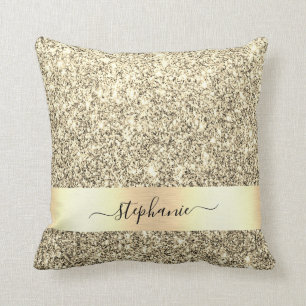 Personalisiert Name Gold Metallic Glitzer Luxus Kissen