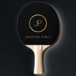 Personalisiert Name Gold Monogramm Modernes Elegan Tischtennis Schläger<br><div class="desc">Personalisiert Name Gold Monogram Modern Elegant Black Template Ping Pong Paddle.</div>