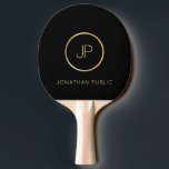 Personalisiert Name Gold Monogramm Modernes Elegan Tischtennis Schläger<br><div class="desc">Personalisiert Name Gold Monogram Modern Elegant Black Template Ping Pong Paddle.</div>