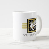 Personalisiert Name Gold Schwarz-weiß Ice Skaten Jumbo-Tasse (Vorderseite Rechts)