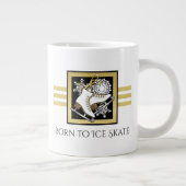 Personalisiert Name Gold Schwarz-weiß Ice Skaten Jumbo-Tasse (Rechts)