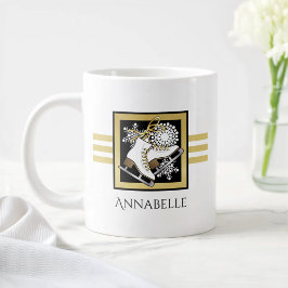 Personalisiert Name Gold Schwarz-weiß Ice Skaten Jumbo-Tasse