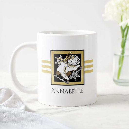 Personalisiert Name Gold Schwarz-weiß Ice Skaten Jumbo-Tasse