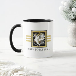 Personalisiert Name Gold Schwarz-weiß Ice Skaten Tasse