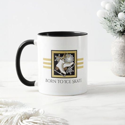Personalisiert Name Gold Schwarz-weiß Ice Skaten Tasse