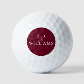 Personalisiert Name Golf Clubs Burgundy Red Golfball (Vorderseite)
