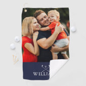 Personalisiert Name Golf Clubs Foto Navy Blue Golfhandtuch (Insitu)