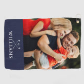 Personalisiert Name Golf Clubs Foto Navy Blue Golfhandtuch (Horizontal)