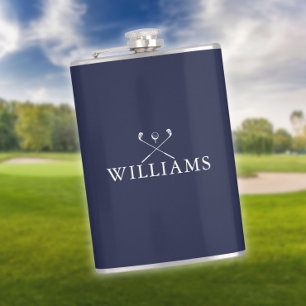 Personalisiert Name Golf Clubs Navy Blue Flachmann