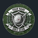 Personalisiert NAME Golfer Golfclub Turf Clubhaus Dartscheibe<br><div class="desc">Personalisierter NAME Golfer Golf Club Turf Clubhaus Design - mit Club Putter,  Ball und einzigartigem Turfhintergrund. Passen Sie Ihren Namen oder Ihren benutzerdefinierten Text an!</div>