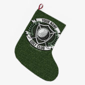 Personalisiert NAME Golfer Golfclub Turf Clubhaus Großer Weihnachtsstrumpf (Vorderansicht (hängend))