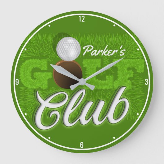 Personalisiert NAME Golfer Green Golf Course Club Große Wanduhr (Vorderseite)